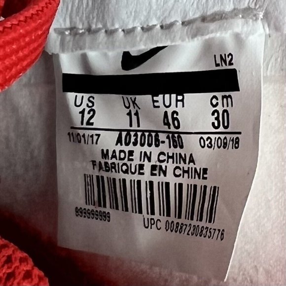 Nike Vapor Untouchable 3 Elite Football Cleats White Gym Red AO3006-160 Mens 12 - Picture 11 of 11